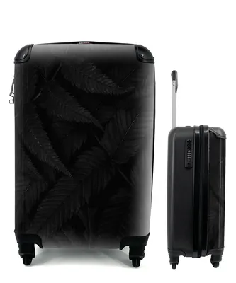 Produktbild von MuchoWow® Koffer Handgepäck Trolley Rollkoffer Kleine Reisekoffer mit 4 Rollen - Blätter - Schwarz - Weiß - Pflanzen - Botanisch - Cabin Size < 55x40x23 cm & 55x40x20 cm - Fotokoffer - Kabinenkoffer - Boardgepäck - Reise-Box - Reisekoffer - Reisegepäck - Koffer mit Bild - Trolley für Kinder