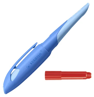 Produktbild von STABILO Ergonomischer Schulfüller EASYbirdy Pastel blau/hellblau - Rechtshänder:innen - Anfängerfeder (A) - mit Einstellwerkzeug