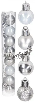 Image de Lot de 8 boules de Noël argentées, 2 cm, incassables