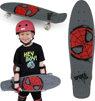 Produktbild von MARVEL Spider-Man JUNGES Skateboard FISCH SKATEBOARD 67cm, rutschfest, leicht, STABIL bis zu 100 kg