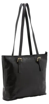 Produktbild von Damen-Schultertasche aus echtem Rindsleder Ledergriff und Reißverschluss Brown UNICA 31x41x10 cm 5576-Marrone