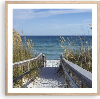 Produktbild von Gerahmtes Poster - Rahmen in heller Eiche - Strand Düne Strecke - 60x60 cm - Wand Bild - Wanddeko - Wandbilder - Wandposter - Bilderrahmen - Bilder - Kunstdruck - Wandbild - P2NAC60x60-4180