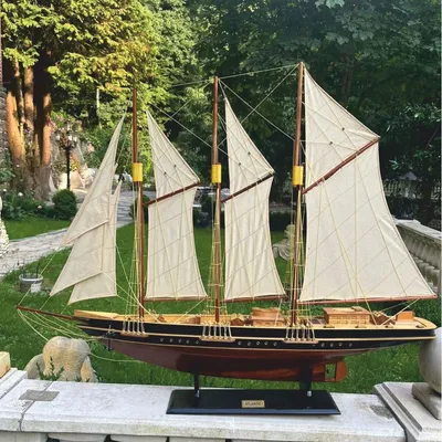 Produktbild von Casa Padrino Deko Segelschiff Atlantic Braun / Schwarz / Naturfarben 114 cm