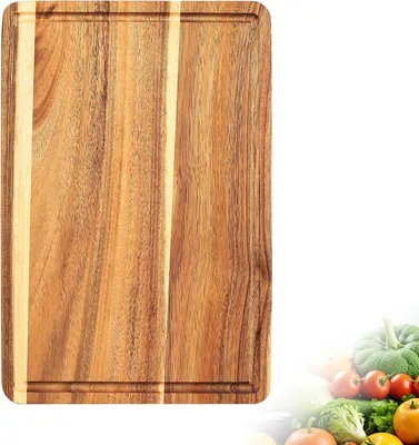 Produktbild von Holz Schneidebrett Set, langlebig, 29,5 x 19,5 x 1,5 cm, mit Saftrille, für die Küche