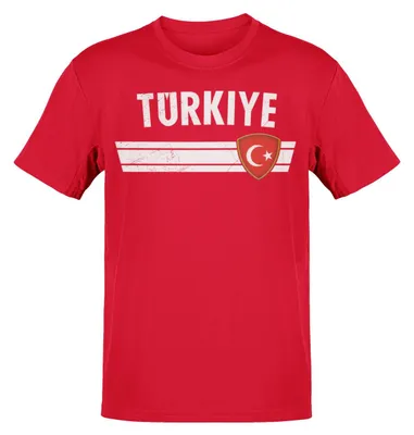 Produktbild von WM EM Fan Shirt Länder T-Shirt Fußball Fanartikel Herren Damen 100% Baumwolle Land wählen: Türkei rot Shirt Größe wählen: XXL