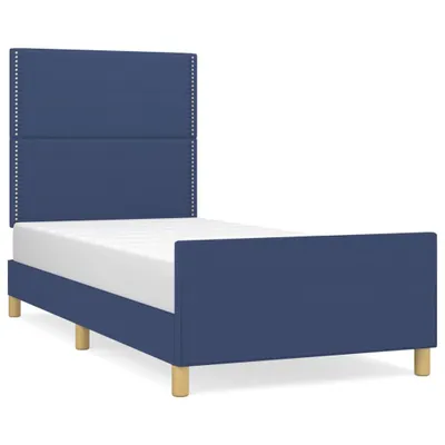 Zdjęcie produktu dla vidaXL Rama łóżka bez materaca niebieska 90x200 cm tkanina