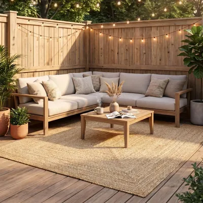 Produktbild von Volero - Outdoor Jute Teppich - Bali Braun - 80x150 cm - Wohnzimmer, Esszimmer, Balkon, Garten, Terrasse - Boho, Ländlich