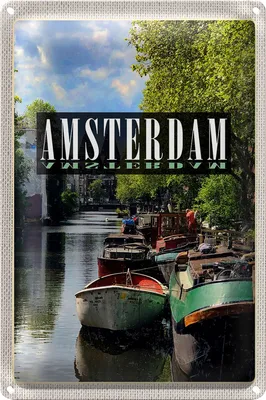 Produktbild von Blechschild Reise 18x12cm Amsterdam Reiseziel Bootsfahrt