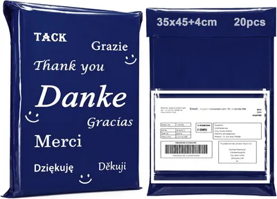 Imagen del producto de Bolsas de envío azules, de 35 x 45 cm, 20 unidades, autoadhesivas, impermeables, para ropa