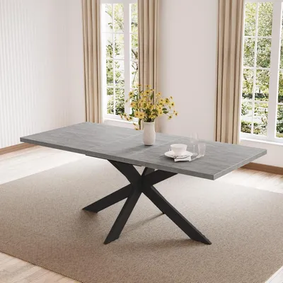 Zdjęcie produktu dla Rozkładany stół jadalny z płyty MDF, kolor szary, wymiary 130-170 cm, przeznaczony dla 4-8 osób