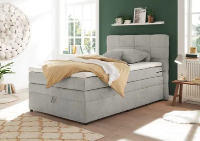 Produktbild von Boxspringbett 140x200 cm Jugendbett mit Bettkasten TEREZIN-09 Hotelbett in Uran schlamm