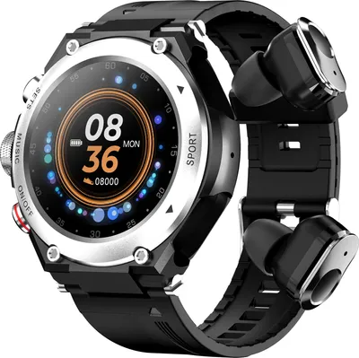 Obrázok produktu pre Inteligentné hodinky T92, bezdrôtové slúchadlá, 2 v 1, športové hodinky, 1,28-palcový displej, Bluetooth 5.0, s funkciami pre zdravie, šport a ďalšími funkciami, strieborné