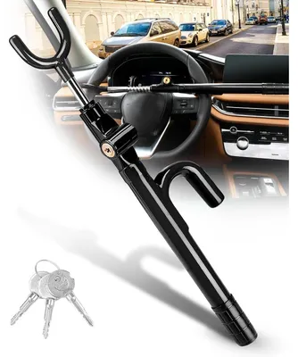 Image de Verrouillage de volant universel pour voiture, système anti-vol, couleur noire, avec 3 clés