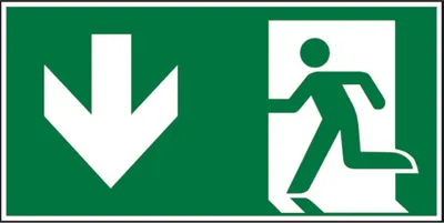 Produktbild von Dreifke® Rettungszeichen, Notausgang, abwärts gehen | Folie selbstkl. langnac...