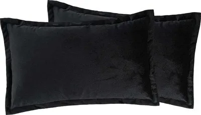 Immagine prodotto di Set di 2 federe Unyqoos® – federe decorative, 30x50 cm, nere, aspetto vellutato lussuoso, 100% poliestere, con cerniera