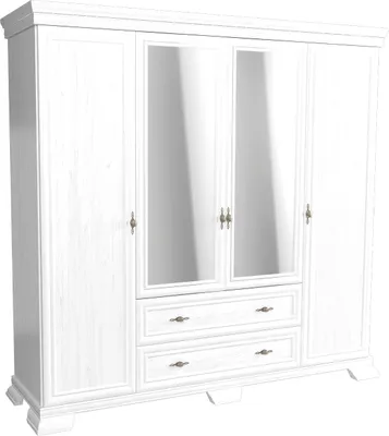 Produktbild von Furniture24 Kleiderschrank Kora KS3 Schrank Drehtürenschrank mit 4 Türen 2 Schubkasten und Spiegel Andersen Kiefer