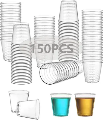Image de Verres à shot en plastique 30ml 150 pièces Transparent Gobelets de fête Verres à shot