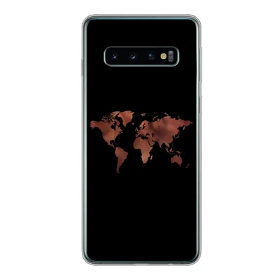 Produktbild von MuchoWow® Handyhülle Schutzhülle Hülle für Samsung Galaxy S10 Weltkarte - Leder - Schwarz Silikon Softcase Handy Hülle - Handytasche