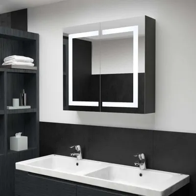 Zdjęcie produktu dla Living Store szafka z lustrem LED do łazienki 80x12,2x68 cm