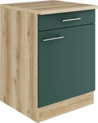 Produktbild von Optifit Unterschrank mit Schublade und Drehtür Savona405 BxTxH 60 x 60 x 84,8 cm grün matt zerlegt Anschlag reversibel K