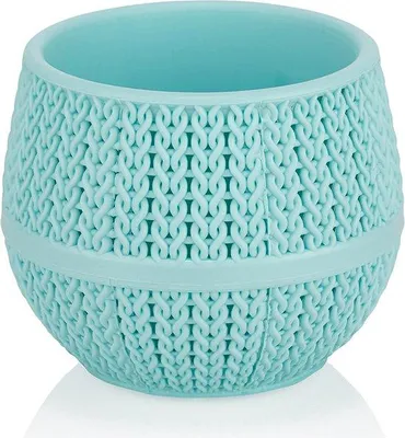 Image de 6 pots de fleurs bleus avec drainage et motif crocheté, 6,5 cm pour cactus et petites plantes