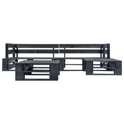 Immagine prodotto di vidaXL Set di divani da giardino in pallet 4 pezzi in legno nero
