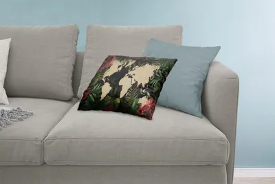Produktbild von MuchoWow® Zierkissen Sofakissen Wohnzimmer Dekokissen 60x40 cm Weltkarte - Blumen - Tropische Pflanzen - Kopfkissen - Polster mit Foto