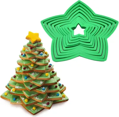 Image de set d'emporte-pièces 3D sapin de Noël étoile plastique 10 pièces