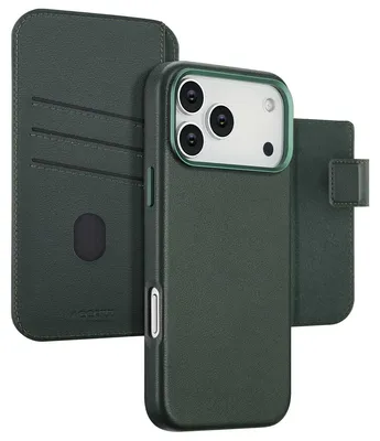 Image de Accezz Bibliothèque en cuir 2-en-1 avec MagSafe pour Apple iPhone 17 Pro Max - Cedar Green