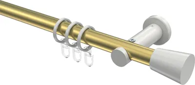 Produktbild von Interdeco Gardinenstange / Vorhangstange Messing-Optik / Weiß, Typ Platon Sitra (Konus), 20 mm Ø 1-läufig, 320 cm