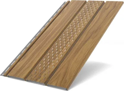 Produktbild von BRYZA Dachuntersichtplatte, perforierter Kunststoff, Länge 3M, Breite 305 mm, Goldnussbaum