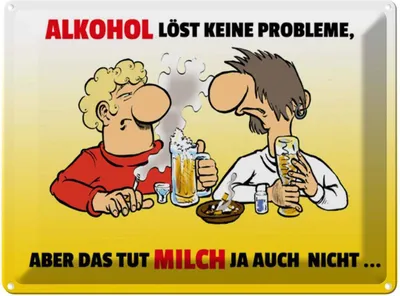 Produktbild von vianmo Blechschild 30x40 cm Alkohol löst keine Probleme Spruch Zitat