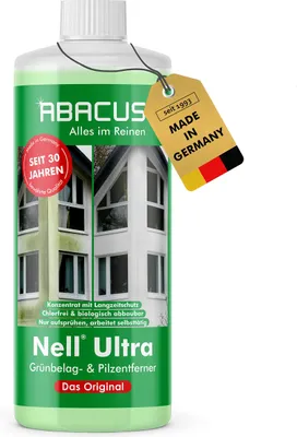 Produktbild von ABACUS® Nell Ultra Grünbelagentferner & Algenentferner Konzentrat, extrem stark! Entfernt Grünbelag & Algen selbsttätig mit Langzeitschutz 1000ml