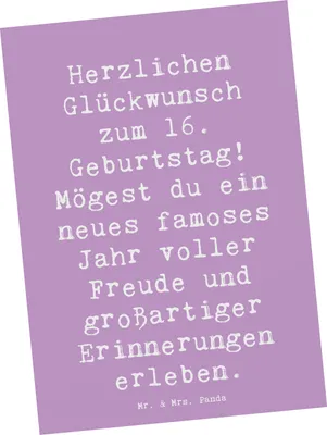 Produktbild von Mr. & Mrs. Panda Postkarte Spruch 16. Geburtstag - Lavendeltraum - Geschenk, Jugend, Ansichtskarten, Grußkarte, Postkarten, bildkarte, Teenager, handgefertigte Geschenke