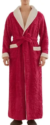 Imagen del producto de Bata de forro polar de lujo para adultos, con cuello de bufanda y bolsillos