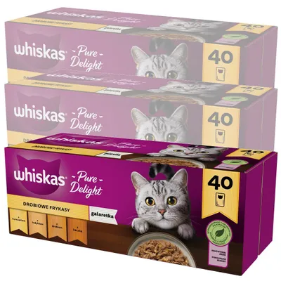 Produktbild von Whiskas Adult 120x85g Geflügel-Delikatessen Nassfutter für ausgewachsene Katzen, 4 Geschmacksrichtungen in Gelee