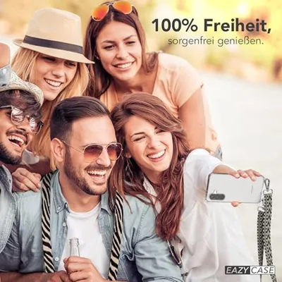 Verstellbare mobile Telefonkette mit transparenter Hülle und Schulterriemen