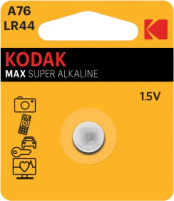 Zdjęcie produktu dla Kodak Max Super Alkaline Baterie A76 (Lr44) Alkaliczna 1 Szt.