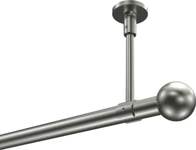 Produktbild von Interdeco Gardinenstange / Vorhangstange Edelstahl-Optik, Typ Sonette Luino (Kugel) ohne Ringe, Deckenmontage, 20 mm Ø 1-läufig, 120 cm