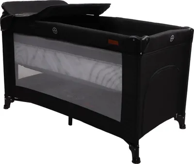 Produktbild von MamaLoes Raff Schwarz Deluxe Reisebett inkl. Wickelauflage
