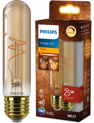 Produktbild von Philips Filament-Lampe Amber 25 W T30 E27, 3,1 W, 25 W, E27, 270 lm, 15000 h, Flame