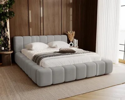 Obrázek produktu pro Čalouněná postel 160x200 cm Bolonia s úložným prostorem, roštem – dvojlůžko 160 x 200 světle šedá (Komodo 20)