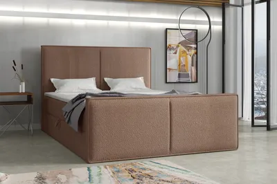 Produktbild von Emoebel24 Boxspringbett mit Topper und Bettkasten, Polsterbett, Doppelbett, Bett 120x200 cm Calipso Braun