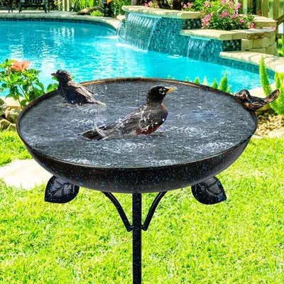 Image de Bain d'oiseaux en métal de 66 cm pour la décoration de jardin