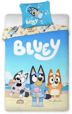 Produktbild von Bluey, Bingo & Muffin Strand Baby Bettwäsche Set 100x135 cm Baumwolle
