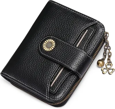 Produktbild von **SENDEFN Kleine Geldbörse Damen aus Echtem Leder, Kompakte Zipper Brieftasche mit Münzfach, Kartenhalter und RFID Blocker für Frauen, Stilvolles