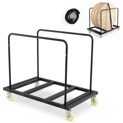 Produktbild von COSTWAY Plattenwagen bis 815kg, Werkstattwagen mit feststellbaren 360° Rollen, Bremse, Stahlrahmen & Befestigungsgurt, Handwagen Rollwagen 74x116x99cm