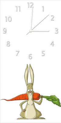 Produktbild von Wallario Design Wanduhr Lustiger Hase mit Möhre im Comic Stil aus Echtglas, Größe 30 x 60 cm