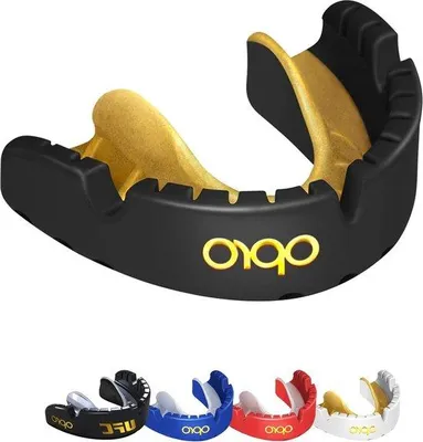 Produktbild von Famanu Mundschutz für Zahnspangen - Goldniveau Sportmundschutz für Boxen, Lacrosse, MMA, Hockey - Schwarzer Mundschutz mit Montagesystem