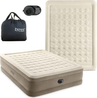 Zdjęcie produktu dla Intex 64428Nd Ultra Plush 2-osobowy materac dmuchany 152X203X46 Cm + Wbudowana pompka Beige